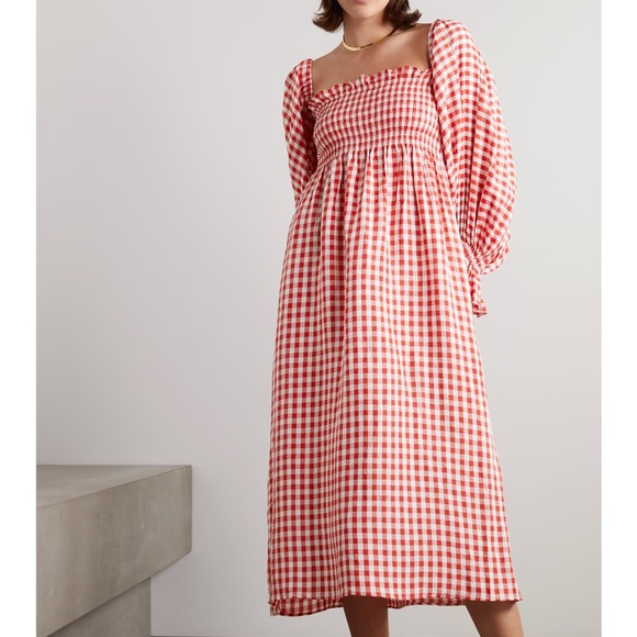 Sleeper Atlanta Midi Dress Red Gingham Size S - Picture 5 of 7